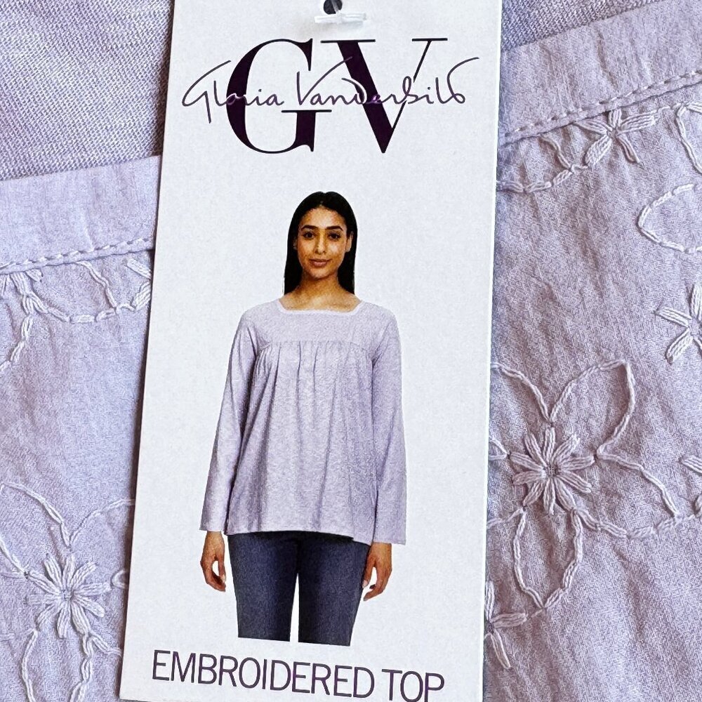 Modal Peasant Top NEW Stretch Embroidered Gloria Vanderbilt XXL